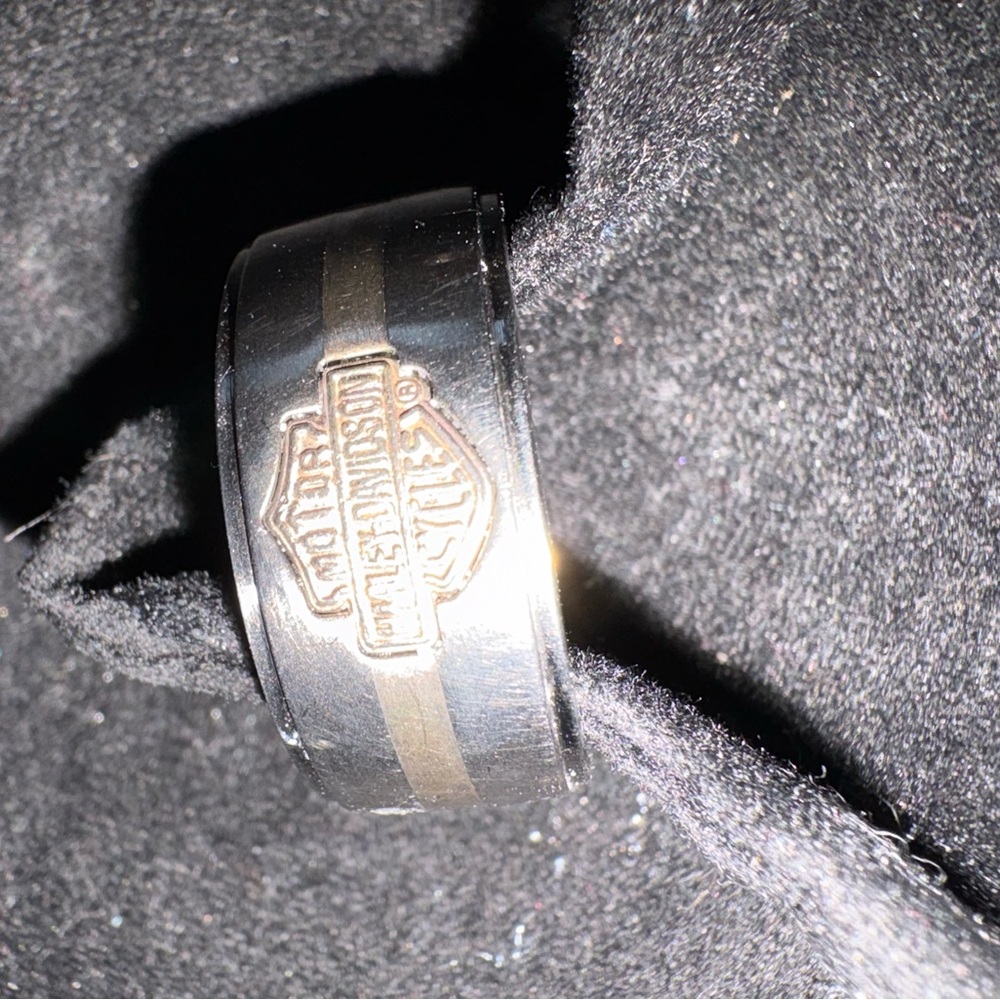 Harley-Davidson Black and Gold Two-Tone Shield Ring